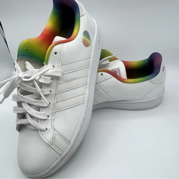adidas White Multicolor Athletic Shoes Womens Adidas Love Unites PRIDE Cloudfoam Pure White  main image 3